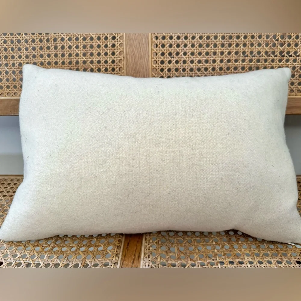 (Set/2) Crate & Barrel Wool Holiday “Cheer” & “Gabriel”Pillows Ivory Red Green